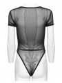 Black Gothic Punk Sexy Mesh Splicing Bodysuit for Women