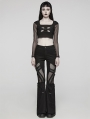 Black Gothic Punk Sexy Hollow Out Short Top for Women