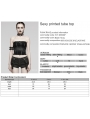 Black Gothic Sexy Printed Slim Fit Tube Top for Women