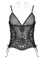 Black Gothic Sexy Embroidered Lace Mesh Perspective Top for Women