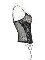 Black Gothic Sexy Embroidered Lace Mesh Perspective Top for Women