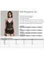 Black Gothic Sexy Embroidered Lace Mesh Perspective Top for Women