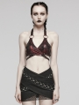 Black and Red Gothic Punk Sexy Halter Neck Crop Top for Women