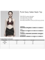 Black and Red Gothic Punk Sexy Halter Neck Crop Top for Women