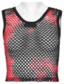 Black and Red Gothic Punk Tie-Dyed Mesh Tank Top for Women