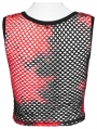 Black and Red Gothic Punk Tie-Dyed Mesh Tank Top for Women