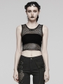 Black Gothic Punk Tie-Dyed Mesh Tank Top for Women