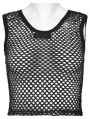 Black Gothic Punk Tie-Dyed Mesh Tank Top for Women