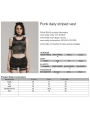 Gothic Grunge Daily Striped Mesh Short Vest Top for Women