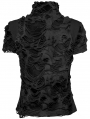 Black Gothic Punk Diagonal Zipper Short Sleeve T-Shirt for Women