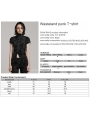 Black Gothic Punk Diagonal Zipper Short Sleeve T-Shirt for Women