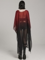 Black and Red Gothic Loose Long Chiffon Shawl Sunscreen Shirt for Women