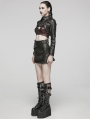 Black Gothic Punk Spiked PU Leather Short Jacket for Women