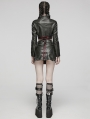 Black Gothic Punk Spiked PU Leather Short Jacket for Women