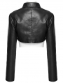 Black Gothic Punk Spiked PU Leather Short Jacket for Women