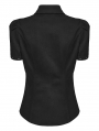 Black Gothic Punk Asymmetrical Mesh Split Short Sleeve Shirt for Women