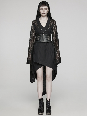 Black Gothic Skull Rose Kimono Dress with Corset