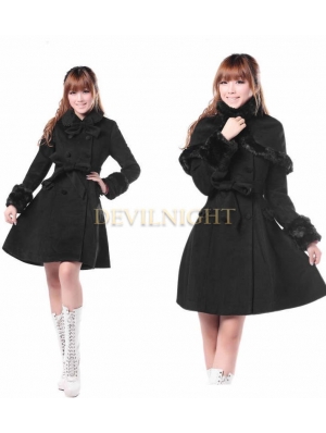 Black Classic Winter Lolita Cape Coat