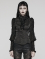 Black Gothic Gorgeous Retro Ruffle Lantern Sleeve Shirt for Women