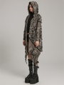 Gothic Wasteland Punk Decayed Irregular Knitted Trench Coat for Women