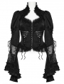 Black Gothic Gorgeous Palace Lace Flared Sleeve Shirt for Women