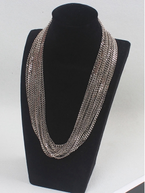 Silver Punk Retro Multilayer Long Chain Necklace