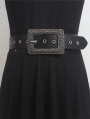 Black Gothic Punk Rivet Rectangle Buckle Belt