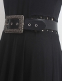 Black Gothic Punk Rivet Rectangle Buckle Belt