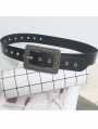 Black Gothic Punk Rivet Rectangle Buckle Belt