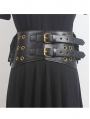 Black Gothic Punk Grommet Double-Buckle Irregular Girdle