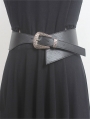 Black Fashion Punk Irregular Engraved Buckle Belt