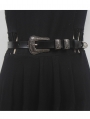 Black Retro Carved Buckle Skinny Leather Waistband
