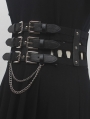 Black Dark Cyberpunk Gothic Functional Belt with Chain