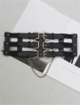 Black Dark Cyberpunk Gothic Functional Belt with Chain