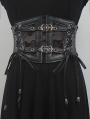 Black Gothic Retro PU Leather Buckle Strap Elastic Girdle