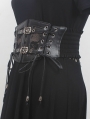 Black Gothic Retro PU Leather Buckle Strap Elastic Girdle