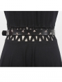 Black Gothic Punk Street Star Studded Thin Leather Belt