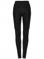 Black Gothic Punk Knitted Pleated Slim Pants for Women
