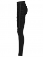 Black Gothic Punk Knitted Pleated Slim Pants for Women