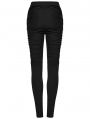 Black Gothic Punk Knitted Pleated Slim Pants for Women