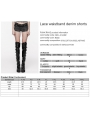 Black Gothic Grunge Lace Waistband Denim Hot Shorts for Women