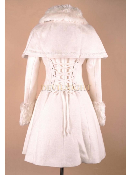 White Elegant Winter Lolita Cape Coat - Devilnight.co.uk