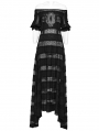 Black Daily Gothic Hollow Out Lace Applique Irregular Long Sexy Dress