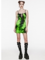 Black and Green Gothic Tie Dyed Punk Slim Fit Short Dress