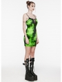 Black and Green Gothic Tie Dyed Punk Slim Fit Short Dress