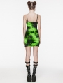 Black and Green Gothic Tie Dyed Punk Slim Fit Short Dress