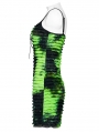 Black and Green Gothic Tie Dyed Punk Slim Fit Short Dress