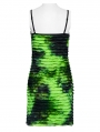 Black and Green Gothic Tie Dyed Punk Slim Fit Short Dress