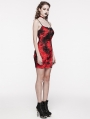 Black and Red Gothic Tie Dyed Textured Punk Slim Fit Short Dress