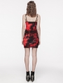 Black and Red Gothic Tie Dyed Textured Punk Slim Fit Short Dress